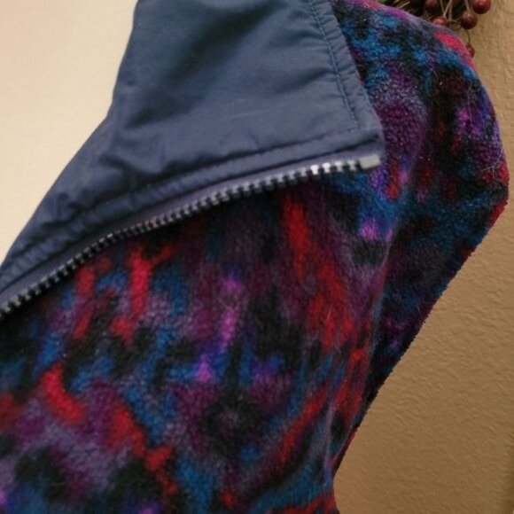 Columbia end reversible vest jacket fleece medium blue southwest print - Picture 6 of 9